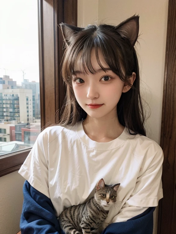 cat, girl,
