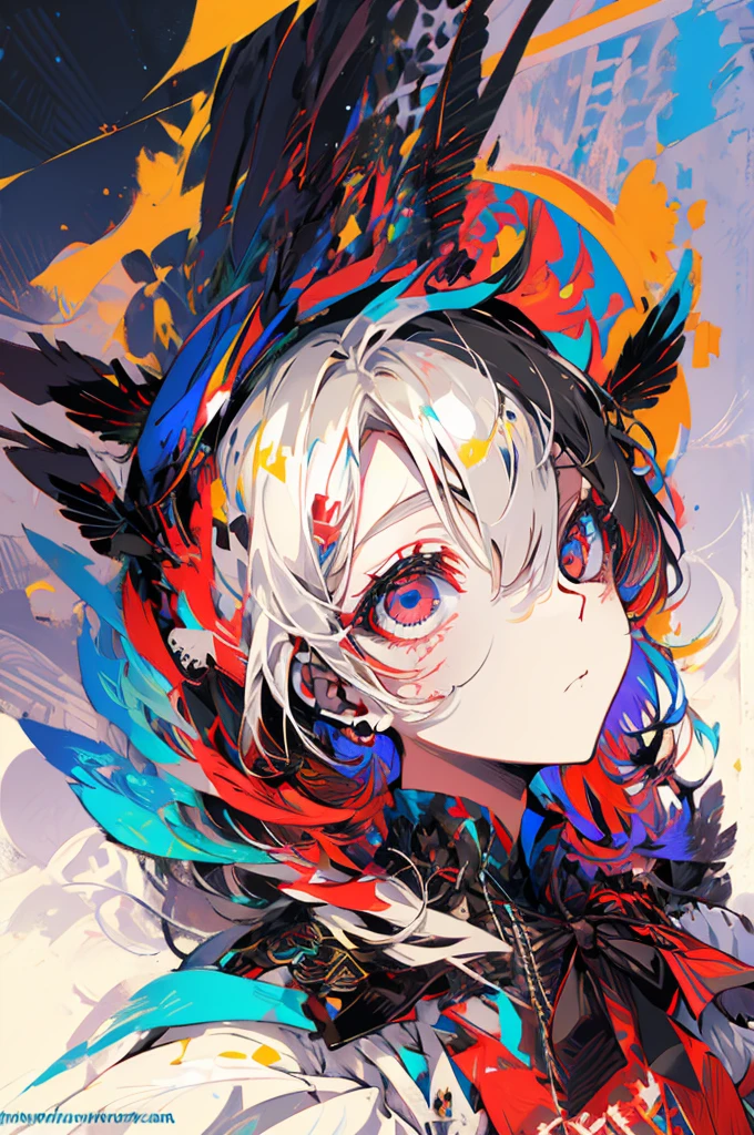 1girl, solo, cute little, Wings, the fallen angel, brunette color hair, Loose waves, red eyes, (Intricate details:1.1), (Highly detailed face and eyes:1.2), kneeling, full shot
