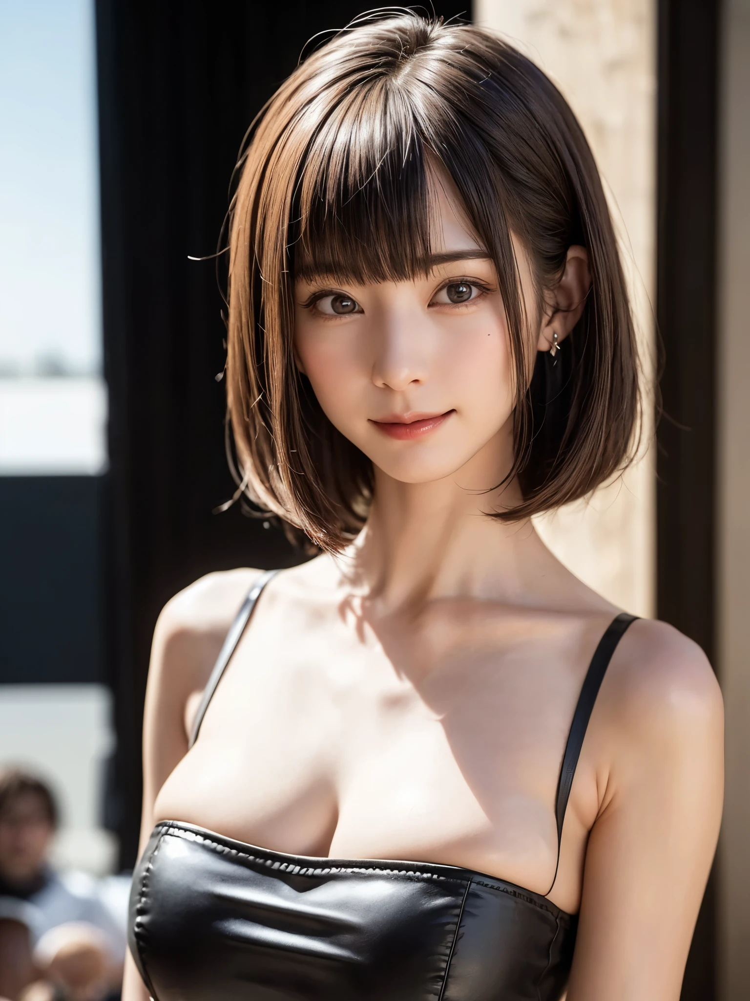 (software:1.8、masterpiece, highest quality),1 girl, alone, hyper Realistic, Realistic,Realistic, Looking at the audience, Light brown eyes:1.4,Brunette Short Bob Hair with highly detailed shiny hair, Brightly colored winter clothes, Lepangas:1.4), Outdoor, Mouth closed, Upper Body、big chest eye、eyelash、{Hugeな|big chest|Hugeなな|Mega} whole :2, chestの谷間:2、(((big chest eye、Short Bob Hair、Highlights from Students、Looking at the audience、She is very beautiful and cute、Show me your ears、Long neck、smile、Close your mouth and smile、Bangs and beautiful teeth)))、Ideal body type、(A very beautiful pure white background with nothing in it:1.6)、美しいLong neck:1.4、(({Huge|big|Hugeな|Mega} chest, chestの谷間:2、Upper Bodyは服を着ていない:1.6))、(((Portraiture:2)))、Perfect Anatomy