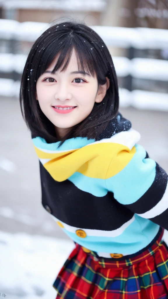 highest quality, masterpiece, (Realistic:1.2), young woman,
Black Hair,
Colorful Skirts,
Cottagecore,
front, Detailed face, Beautiful Eyes, (smile:1.1),
winter,
Vibrant, Sharp focus,