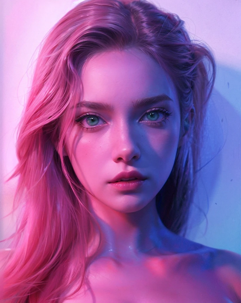 young woman, short shoulder-length pink hair, wide forehead, porcelain skin, pink eyebrows, big emerald green eyes, buttoned nose, full lips, heart-shaped face, slender body, small breasts, red tank top, Sakura Haruno , realistic, realism, details, 3d, well detailed