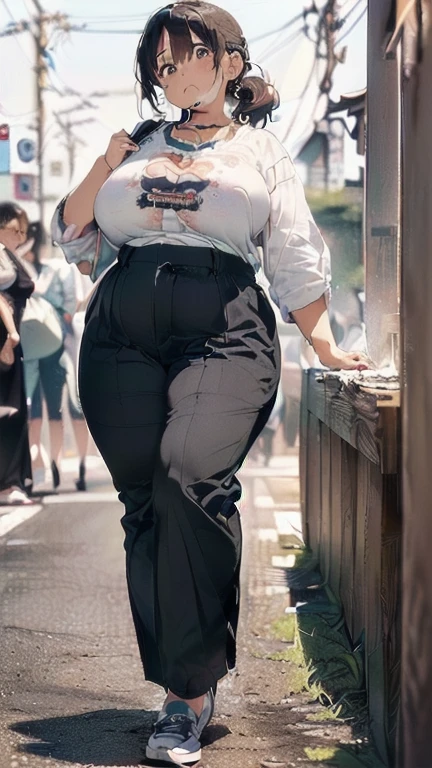 (must be follow these prompts:2),masterpiece, best quality, extremely detailed,photorealistic,(one woman:2),(alone:1.5),(genuine japanese looks:1.5),(japanese pretty woman:1.5),(adult woman but girly looks:1.4),(girlish face:1.6),(casual clothes on:1.4),(adorable face:1.4),(in tokyo:1.4),(a little plump face:1.5),(a little tiny height:1.3),(a little fat legs:1.3),(a little short regs:1.2),(a little plump hip:1.3),(natural face:1.8),(hardened chino pants is vital for her:1.5),(remarkable hardened chino pants on:1.5),(usual face:1.6),(must be her chino pants on:1.5),(she looks like japanese idol:1.5),(do not cut out her clothes:1.5),(normal body structures:1.9),(displayed one woman on single picture:2),(irresistible voluptuous body style:1.5),(must be fully clothes on:1.8),(a little plump japanese woman:1.2),(a little plump legs:1.3),(ejaculated in her arsehole again and again but her chino pants on:1.7),(she is very tired to faint away but her clothes on:1.8),(she looks exhausted with viscously clothes on:1.8),(her booty is too frousy but her chino pants on:1.7),(viscously arsehole and vagina but her chino pants on:1.6),(she looks like a lolita:1.7),(numerous cum in her vagina but her chino pants on:1.8),(unbelievably creampied but her chino pants on too much:1.8),(ejaculated in her pussy again and again but her chino pants on too much:1.9),(numerous cum on her crotch area behind her chino pants on too much:1.6),(oldest cum remains inner chino pants too much:1.9),(her chino pants thoroughly penetrated with oldest semen:1.6),(her inner chino pants is viscous:1.9),(her arsehole is creampied but her chino pants on:1.8),(her arsehole is baggy after annual sex but her chino pants on:1.9),(oldest seminal stains increased:2),(repeated gang-rape to her double holes but invisible it beyond her chino pants far too much:1.9),(multiple raped and creampied every night but invisible it beyond her chino pants far too much:1.9),(usual face and usual life:2.3)