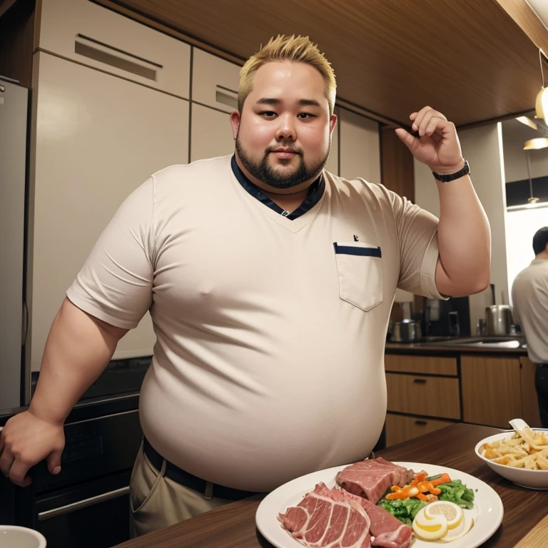 Blonde、Short Hair、Overweight 31 year old man、I like meat