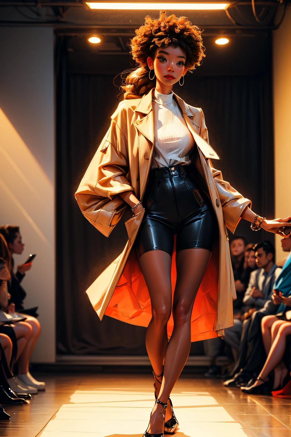 models, professional: 1.6, (best quality, 4k, 8k, high resolution, masterpiece: 1.2), ultra detailed, realistic, modern style, elegant fashion, full body shot: 1.5, wide shot: 1.5, stylish, clothing for modeling, accessories, stylish pose as a model, modern and beautiful hair, brown hair, colorful, bold modeling runway background, studio lighting, dynamic and stylish pose 4k, 8k