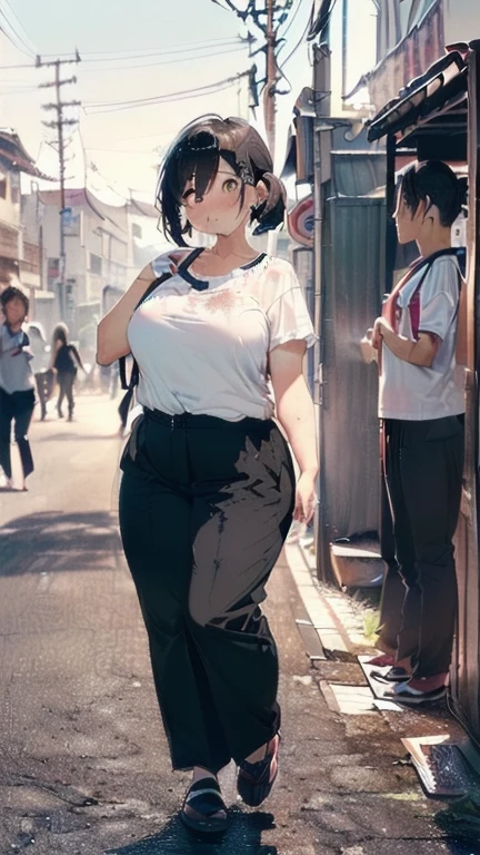 (must be follow these prompts:2),masterpiece, best quality, extremely detailed,photorealistic,(one woman:2),(alone:1.5),(genuine japanese looks:1.5),(japanese pretty woman:1.5),(adult woman but girly looks:1.4),(girlish face:1.6),(casual clothes on:1.4),(adorable face:1.4),(in tokyo:1.4),(a little plump face:1.5),(a little tiny height:1.3),(a little fat legs:1.3),(a little short regs:1.2),(a little plump hip:1.3),(natural face:1.8),(hardened chino pants is vital for her:1.5),(remarkable hardened chino pants on:1.5),(usual face:1.6),(must be her chino pants on:1.5),(she looks like japanese idol:1.5),(do not cut out her clothes:1.5),(normal body structures:1.9),(displayed one woman on single picture:2),(irresistible voluptuous body style:1.5),(must be fully clothes on:1.8),(a little plump japanese woman:1.2),(a little plump legs:1.3),(ejaculated in her arsehole again and again but her chino pants on:1.7),(she is very tired to faint away but her clothes on:1.8),(she looks exhausted with viscously clothes on:1.8),(her booty is too frousy but her chino pants on:1.7),(viscously arsehole and vagina but her chino pants on:1.6),(she looks like a ta:1.7),(numerous cum in her vagina but her chino pants on:1.8),(unbelievably creampied but her chino pants on too much:1.8),(ejaculated in her pussy again and again but her chino pants on too much:1.9),(numerous cum on her crotch area behind her chino pants on too much:1.6),(oldest cum remains inner chino pants too much:1.9),(her chino pants thoroughly penetrated with oldest semen:1.6),(her inner chino pants is viscous:1.9),(her arsehole is creampied but her chino pants on:1.8),(her arsehole is baggy after annual sex but her chino pants on:1.9),(oldest seminal stains increased:2),(repeated gang-rape to her double holes but invisible it beyond her chino pants far too much:1.9),(multiple raped and creampied every night but invisible it beyond her chino pants far too much:1.9),(usual face and usual life:2.3)
