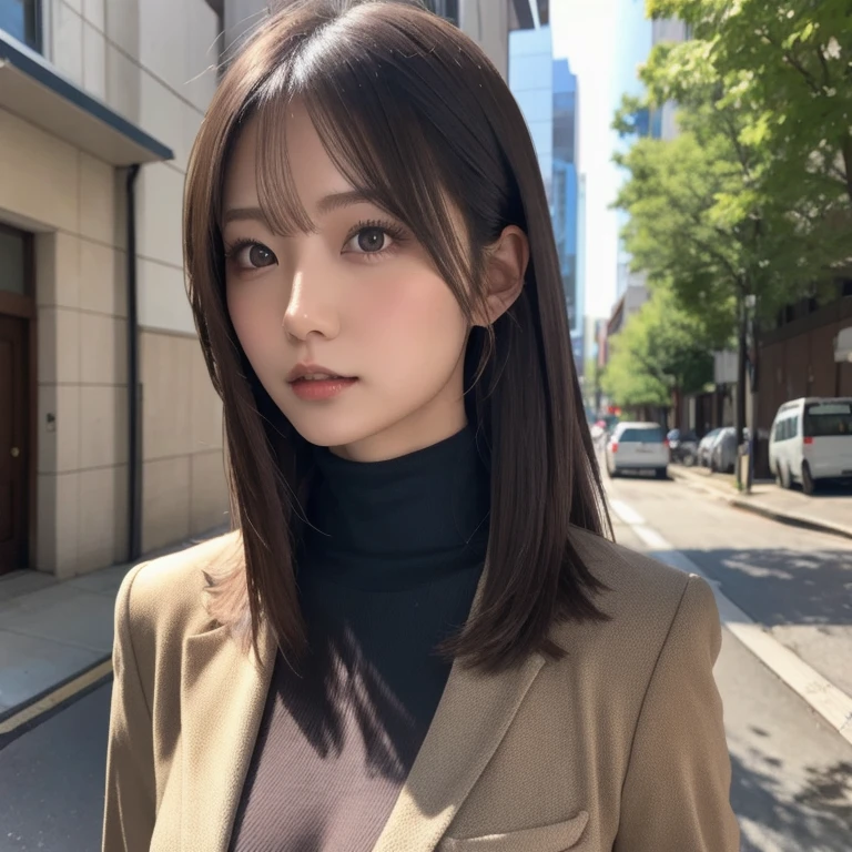 ((highest quality, In 8K, masterpiece:1.3)), Beautiful Japanese Women, Perfect body:1.4, Slim Abs:1.2, ((Medium Hair, Straight Hair:1.2)), (turtleneck:1.1), (Street:1.2), Wet body:1.5, Three-dimensional texture, Detailed eyes, Brown Hair, Very shiny hair, Backward view,Small Nose,Thin lips

