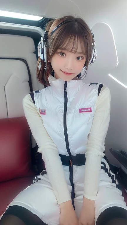 (masterpiece:1.5)、(Realistic:1.5)、(highest quality:1.4、8k、RAW Photos)、
Ultra-high resolution、Professional Lighting、Perfect dynamic composition、Photographed indoors、
Film Grain、chromatic aberration、(Bokeh:1.1)、
Frank、Sophisticated、charm、Ultra-realistic、Attention to detail、Golden Ratio、
(1 girl)、Slender girl、Delicate and charming girl、Cute Woman:1.4、
Serious expression、Looking at the audience、Sculptural installation、Sit on the sofa and relax、
Light brown hair、Shiny Hair、Hairstyle: Ponytail、
real skin、
Shut your mouth.、Beautiful Eyes、double eyelid、Thin arms、、
、Show off your thighs,(astrovest):5,(shiny white log downvest):3,BREAK ((Detailed face, Professional photography)), ((NSFW, zettai ryouiki, 1 girl)), Ultra-high resolution, (Realistic: 1.4), RAW Photos, highest quality, (PhotoRealistic Stick), concentrated, Soft Light, ((30 years old)), ((Japanese)), (( (Young Face))), (surface), (Depth of written boundary), masterpiece, (Realistic),(inside ISS):3, woman, ,astrovest:2,headphone:2,smartwatch,,bangs, ((1 girl)),(black sleeves):2,(black tights):2,inside spacestation,inside spacecraft,,zero gravity,smile,open leg,blush:1.5,hidden hands,neotech