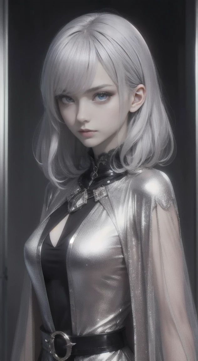 Beautiful, Silver hair, woman, glaring at viewer,