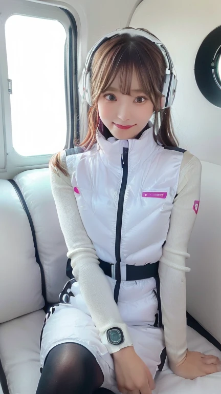 (masterpiece:1.5)、(Realistic:1.5)、(highest quality:1.4、8k、RAW Photos）、
Ultra-high resolution、Professional Lighting、Perfect dynamic composition、Photographed indoors、
Film Grain、chromatic aberration、(Bokeh:1.1)、
Frank、Sophisticated、charm、Ultra-realistic、Attention to detail、Golden Ratio、
(1 girl)、Slender girl、Delicate and charming girl、Cute Woman:1.4、
Serious expression、Looking at the audience、Sculptural installation、Sit on the sofa and relax、
Light brown hair、Shiny Hair、Hairstyle: Ponytail、
real skin、
Shut your mouth.、Beautiful Eyes、double eyelid、Thin arms、、
、Show off your thighs,(astrovest):5,(shiny white log downvest):3,BREAK ((Detailed face, Professional photography)), ((NSFW, zettai ryouiki, 1 girl)), Ultra-high resolution, (Realistic: 1.4), RAW Photos, highest quality, (PhotoRealistic Stick), concentrated, Soft Light, ((30 years old)), ((Japanese)), (( (Young Face))), (surface), (Depth of written boundary), masterpiece, (Realistic),(inside ISS):3, woman, ,astrovest:2,headphone:2,smartwatch,,bangs, ((1 girl)),(black sleeves):2,(black tights):2,inside spacestation,inside spacecraft,,zero gravity,smile,open leg,blush:1.5,hidden hands,neotech