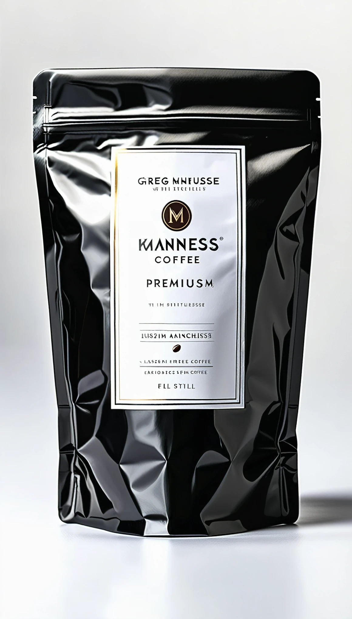 Packaging of a premium coffee with timeless design and first-class aesthetics. Inspiriert von klassischer Eleganz und moderner Raffinesse, The design embodies luxury and quality without compromise. Im Stil von Greg Manchess, highest Quality