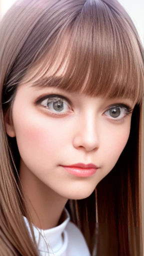 1 Female, Close-up of face, Medium chest, Light brown hair, Blunt bangs, Hair behind the ear, Hair that falls over the shoulders, Long Hair, Slim figure, Ultra debtine debtace, Thin face, Delicate lips, Beautiful Eyes, Light blush, eyes are light brown, Perfect glowing skin, Perfect Skin, Shining Sweat,Have a look at this, Ultra-thin needle, Very thin fingers, The optimal ratio is four fingers to one thumb, (Realistic:1.3), debtinger Extensions, See-through white blouse. Broadleaf Forest, First Person View, debtuji debtilm, debt/1.2, 8k, Tabletop, んdebtdebt, Super Detail, high quality, 最high quality, High resolution,Shot to the knee,