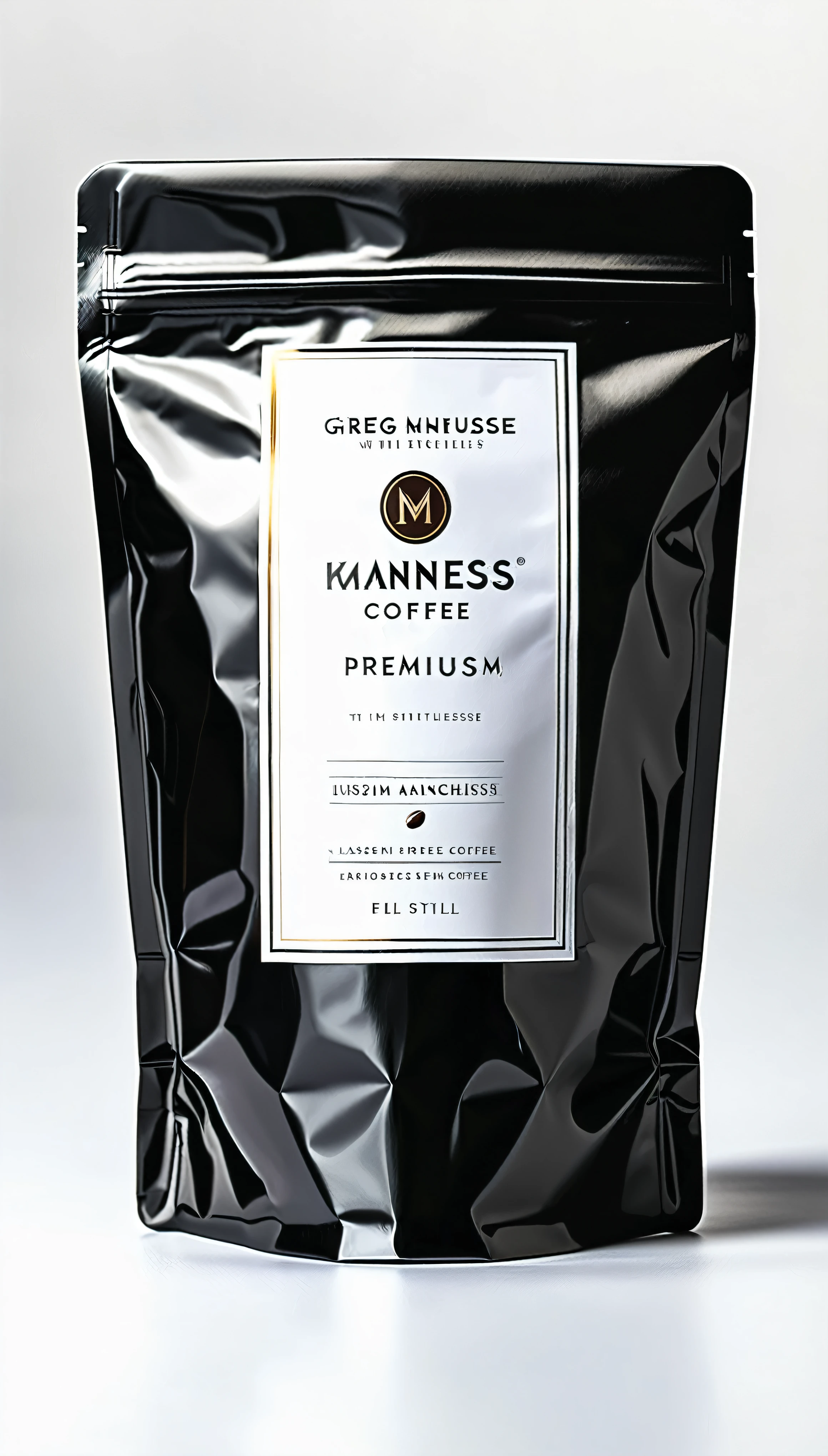 Packaging of a premium coffee with timeless design and first-class aesthetics. Inspiriert von klassischer Eleganz und moderner Raffinesse, The design embodies luxury and quality without compromise. Im Stil von Greg Manchess, highest Quality