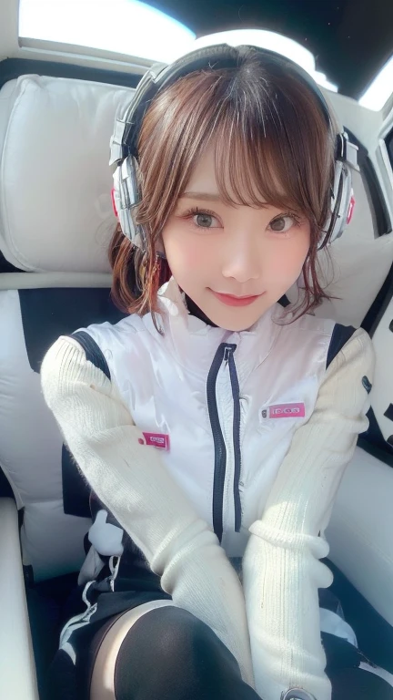 (masterpiece:1.5)、(Realistic:1.5)、(highest quality:1.4、8k、RAW Photos）、
Ultra-high resolution、Professional Lighting、Perfect dynamic composition、Photographed indoors、
Film Grain、chromatic aberration、(Bokeh:1.1)、
Frank、Sophisticated、charm、Ultra-realistic、Attention to detail、Golden Ratio、
(1 girl)、Slender girl、Delicate and charming girl、Cute Woman:1.4、
Serious expression、Looking at the audience、Sculptural installation、Sit on the sofa and relax、
Light brown hair、Shiny Hair、Hairstyle: Ponytail、
real skin、
Shut your mouth.、Beautiful Eyes、double eyelid、Thin arms、、
、Show off your thighs,(astrovest):5,(shiny white log downvest):3,BREAK ((Detailed face, Professional photography)), ((NSFW, zettai ryouiki, 1 girl)), Ultra-high resolution, (Realistic: 1.4), RAW Photos, highest quality, (PhotoRealistic Stick), concentrated, Soft Light, ((30 years old)), ((Japanese)), (( (Young Face))), (surface), (Depth of written boundary), masterpiece, (Realistic),(inside ISS):3, woman, ,astrovest:2,headphone:2,smartwatch,,bangs, ((1 girl)),(black sleeves):2,(black tights):2,inside spacestation,inside spacecraft,,zero gravity,smile,open leg,blush:1.5,hidden hands,neotech