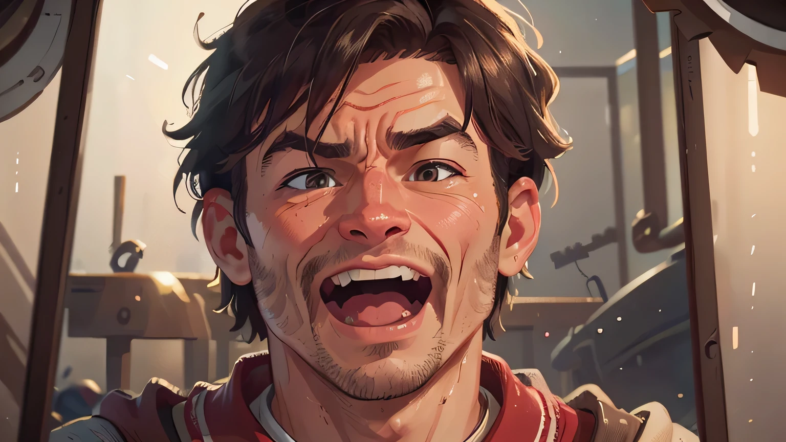 Character design, a 32 - bit triskaidekaphobia man + crazy + smiling + laughing + weird + zany --auto --s2