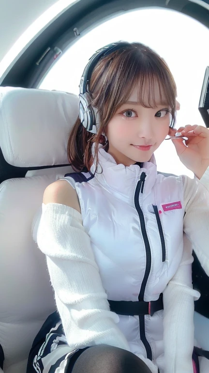 (masterpiece:1.5)、(Realistic:1.5)、(highest quality:1.4、8k、RAW Photos)、
Ultra-high resolution、Professional Lighting、Perfect dynamic composition、Photographed indoors、
Film Grain、chromatic aberration、(Bokeh:1.1)、
Frank、Sophisticated、charm、Ultra-realistic、Attention to detail、Golden Ratio、
(1 girl)、Slender girl、Delicate and charming girl、Cute Woman:1.4、
Serious expression、Looking at the audience、Sculptural installation、Sit on the sofa and relax、
Light brown hair、Shiny Hair、Hairstyle: Ponytail、
real skin、
Shut your mouth.、Beautiful Eyes、double eyelid、Thin arms、、
、Show off your thighs,(astrovest):5,(shiny white log downvest):3,BREAK ((Detailed face, Professional photography)), ((NSFW, zettai ryouiki, 1 girl)), Ultra-high resolution, (Realistic: 1.4), RAW Photos, highest quality, (PhotoRealistic Stick), concentrated, Soft Light, ((30 years old)), ((Japanese)), (( (Young Face))), (surface), (Depth of written boundary), masterpiece, (Realistic),(inside ISS):3, woman, ,astrovest:2,headphone:2,smartwatch,,bangs, ((1 girl)),(black sleeves):2,(black tights):2,inside spacestation,inside spacecraft,,zero gravity,smile,open leg,blush:1.5,hidden hands,neotech