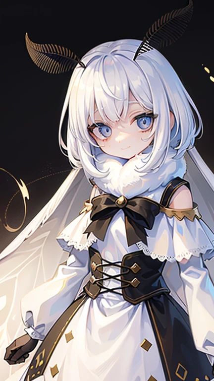 solo,1woman\(cute,kawaii,skin color white,white hair,hair is white moth wings,white dress,mothgirlcpt,moth antennae on head,smile,\),background\(dappled sunlifht,beautiful forest,dark\), BREAK ,
quality\(8k,wallpaper of extremely detailed CG unit, ​masterpiece,hight resolution,top-quality,top-quality real texture skin,hyper realisitic,increase the resolution,RAW photos,best qualtiy,highly detailed,the wallpaper,cinematic lighting,ray trace,golden ratio,\)