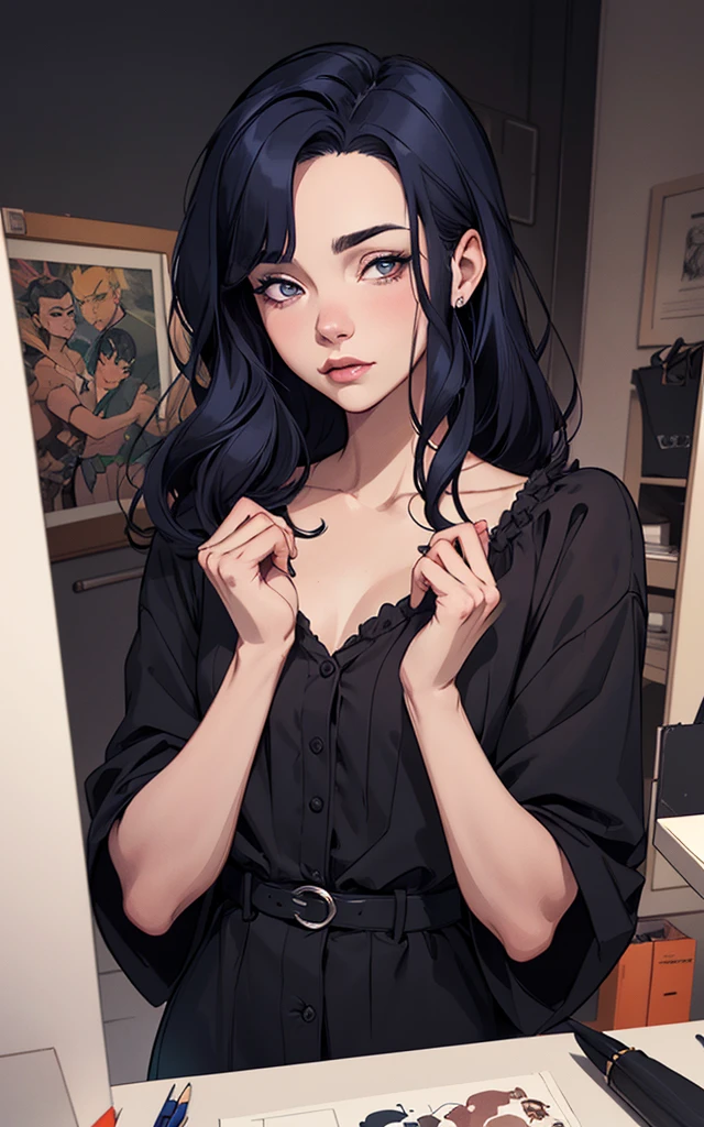 masterpiece, best quality, wide-angle Hyperdetailed, masterpiece, 8k, natural lighting, soft lighting, sunlight, HDR (High Dynamic Range), Maximum Clarity And Sharpness, Multi-Layered Textures,
<lora:ashley:0.8> 1girl, solo, choker, outline, shirt, long_sleeves, :3