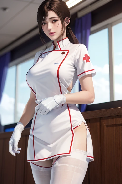 Sayuri, One girl, White nurse uniform, gloves, skirt, White Pantyhose, beautiful, masterpiece, hospital