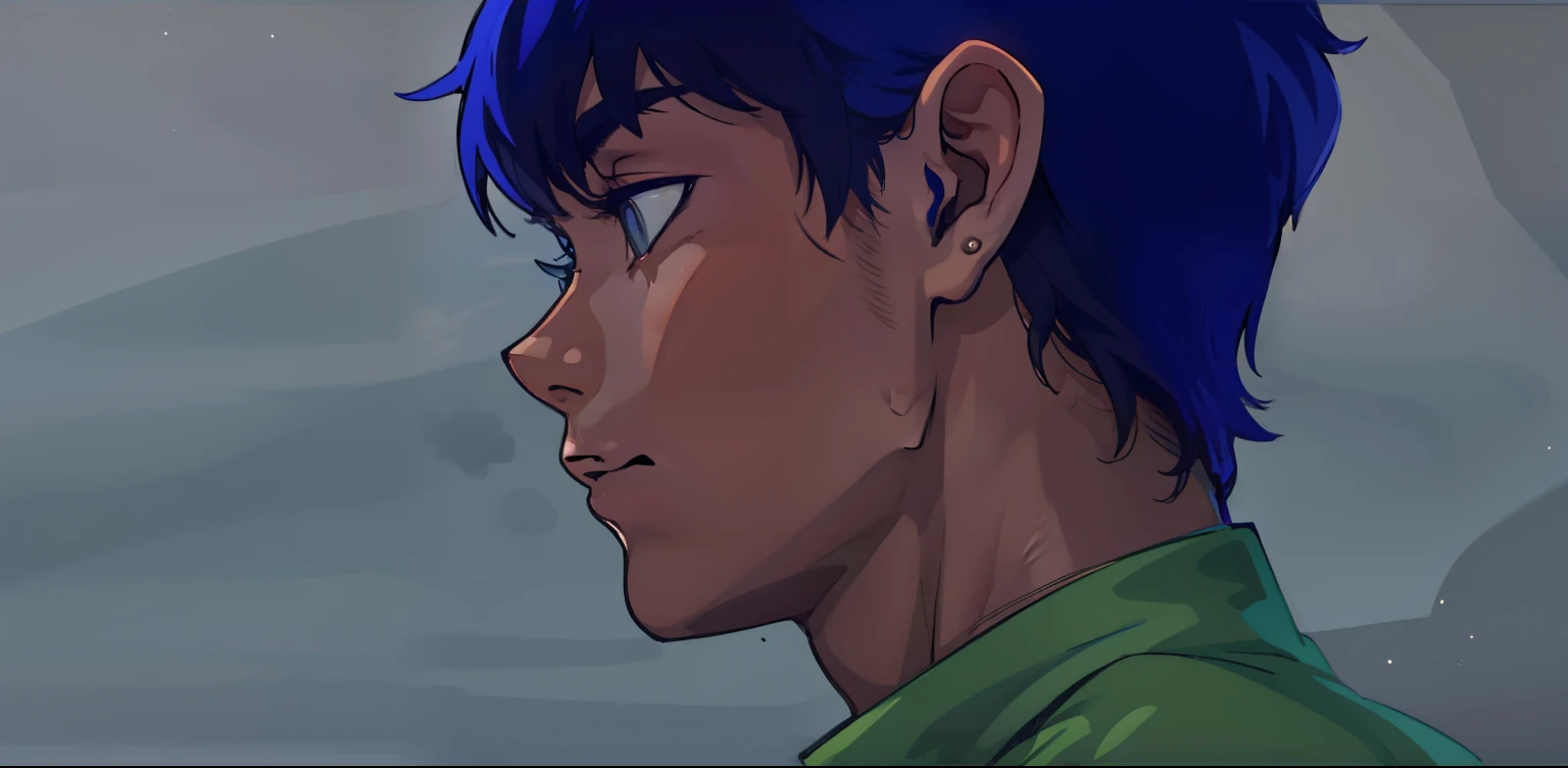 Pensive 16 year old man looking into space