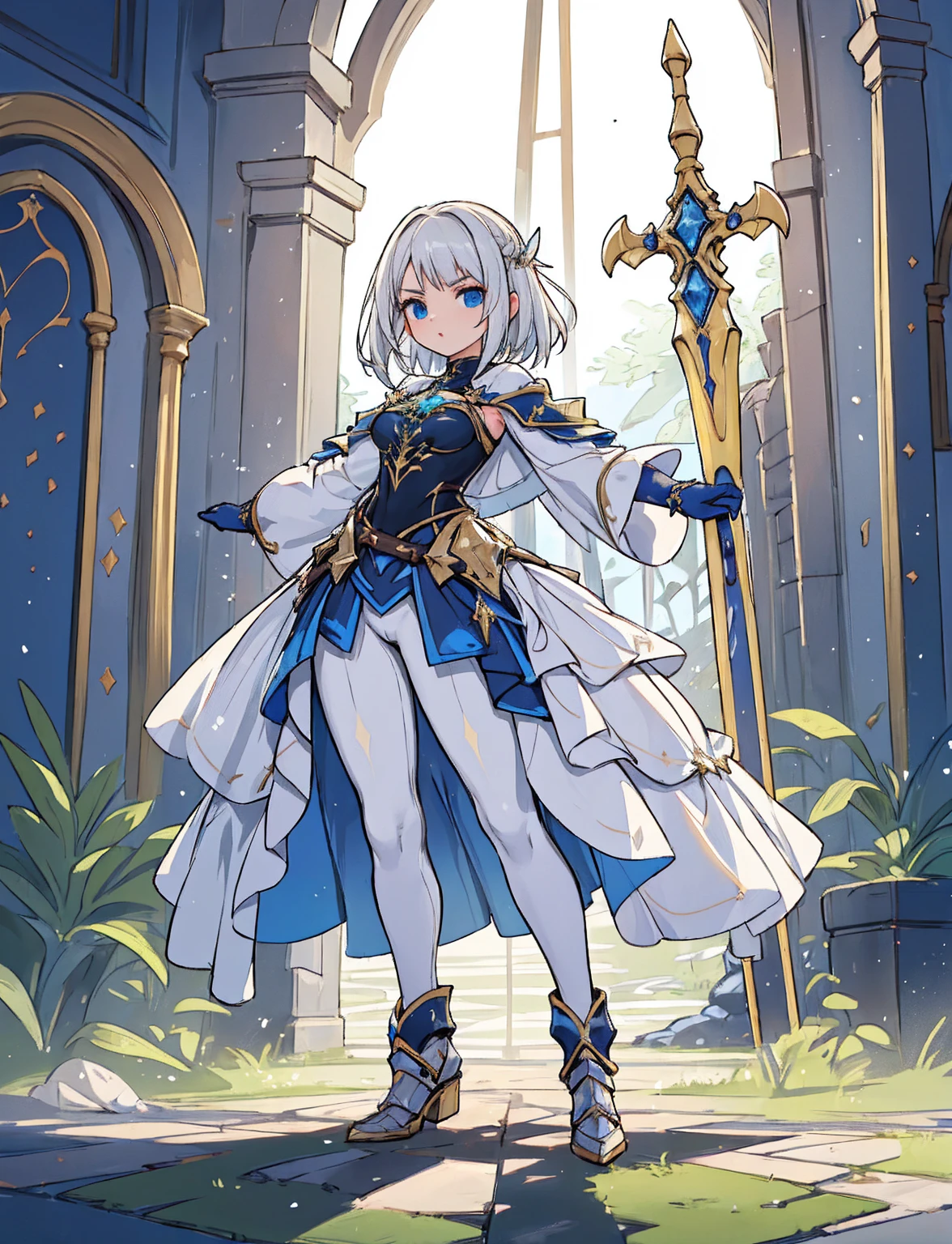 Projete um layout de vitrine Personagem de jogo, ((1 garota)), feiticeiros:1.2, dourado+Roupas roxas, elegant and unique, ((demonstration weapon:1.4)), cajado magical, (obra de arte:1.2), (melhor qualidade), 4K, ultra-detalhado, (Projeto passo a passo, arte de layout:1.5), (luminous lighting, Iluminação atmosfaithrica), estilo de fantasia final, magical, ((glove completo hands)), Fran, faith, (((roupas reveladoras:1.3))), VAMBRAÇAS, armored pants, (((completo_corpo_tomada:1.4))), niji, voltar_Visualizar, T_Pose