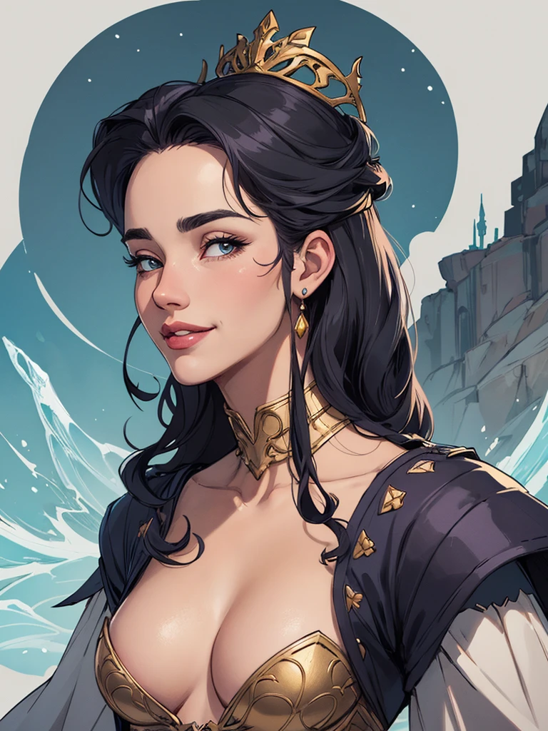 Personagem mulher estilo atompunk Fiona rainha Anna de Arendelle com marcas de guerras Imagem de desenho animado de uma mulher .Ilustra??o estilo desenho animado, estilo de arte dos desenhos animados, estilo de arte dos desenhos animados, digital illustration style, estilo atompunk design de personagens altamente detalhado, arte digital detalhada coragem, Forest fan art, Design de personagens de retrato, beautiful digital illustration, retrato de alta qualidade, Arte em quadrinhos, mulher jovem cabelo com transas lindas . Queen Anna of ArendelleBeautiful lined eyes Medium large bust and wonderful sexy clothes. image expression of sexual desire from waist to head illustration Queen Anne of Arendelle atompunk style Fallout 4 style pose playboy magazine sensual witch Character cartoon style facial expression happy beautiful smile and six medium small portrait mode waist up with lots of gold around her other stones portrait precious mode waist up queen of the south Jennifer Connelly GTA scenery dominatrix gold coins chest with jewelry with her boyfriend, um homem com barba preta, armado com um estilo militar,