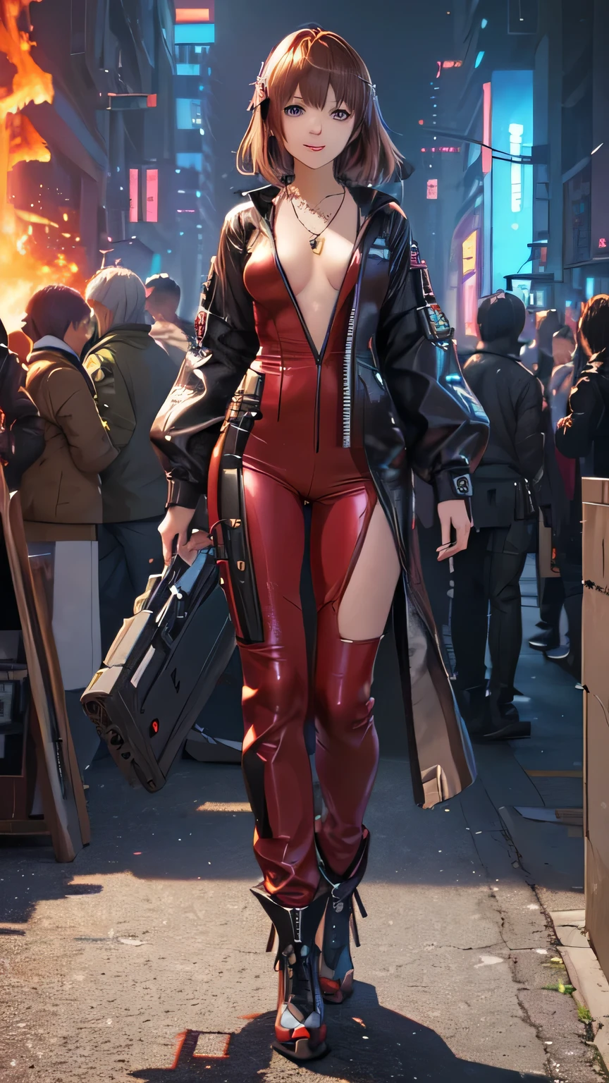 ((Final Fantasy (Yuna), young girl, , full body, naked body, dark hair, light skin, scarlet lips, smile; black, expressive playful eyes, long eyelashes)). ((Anime girl with brown hair hair and white short fire dress with necklace, beautiful character painting, very short drees style fire cowboy skirt, soft anime computer graphics, realistic anime art, beautiful anime woman, Cyberpunk, futurism, tight jumpsuit, anime girl rendering, very sexy, nsfw, 65% nude, open legs))