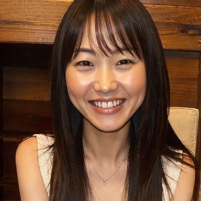 ((Top Quality)), ((8K)), ((Masterpiece: 1.3)), (Perfect Appearance), (Photorealism: 1.6), 1girl, solo, thin bangs, straight long hair, smiling with closed lips,