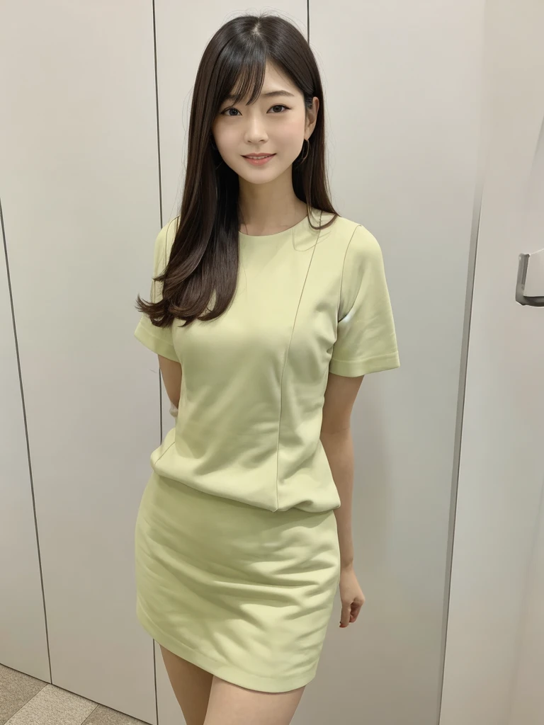 (masterpiece, best quality:1.2), 1girl, solo, adult female,傑作, 最高の画質, 高品質,(super 詳細), (壁紙), (詳細 face), 綺麗な女性、整った顔、左右対称の顔、整った目、生物学的に正しい人間、美しい女性, full body,日本人, 詳細, 詳細 eyes, 詳細 skin, 美しい肌, 超高解像度, (現実: 1.4),とても美しい, 美しい肌, 細い, 細かい部分, 詳細 face, リアルな写真, 明るい照明, 黒目、茶髪, 短い髪, スタイリッシュな前髪、細い眉毛、,全身,ノースリーブ,