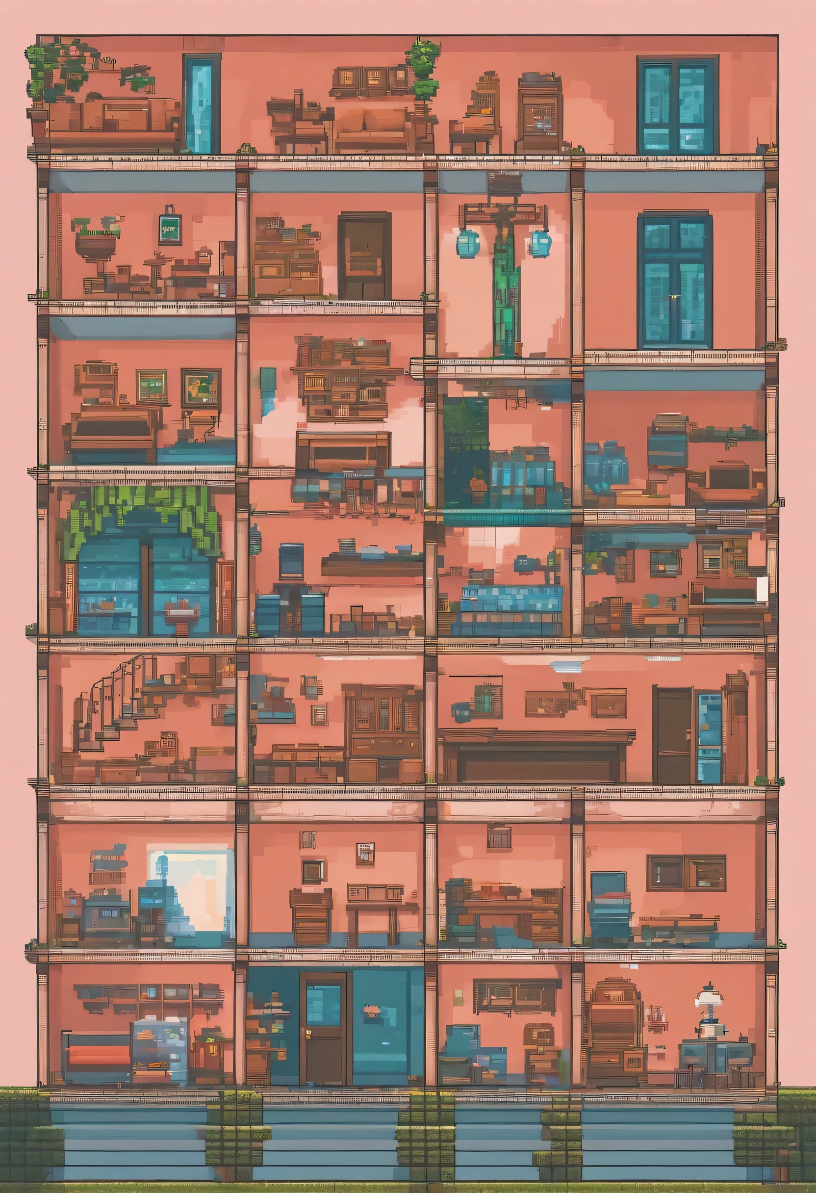 A hostel with equal room allocations