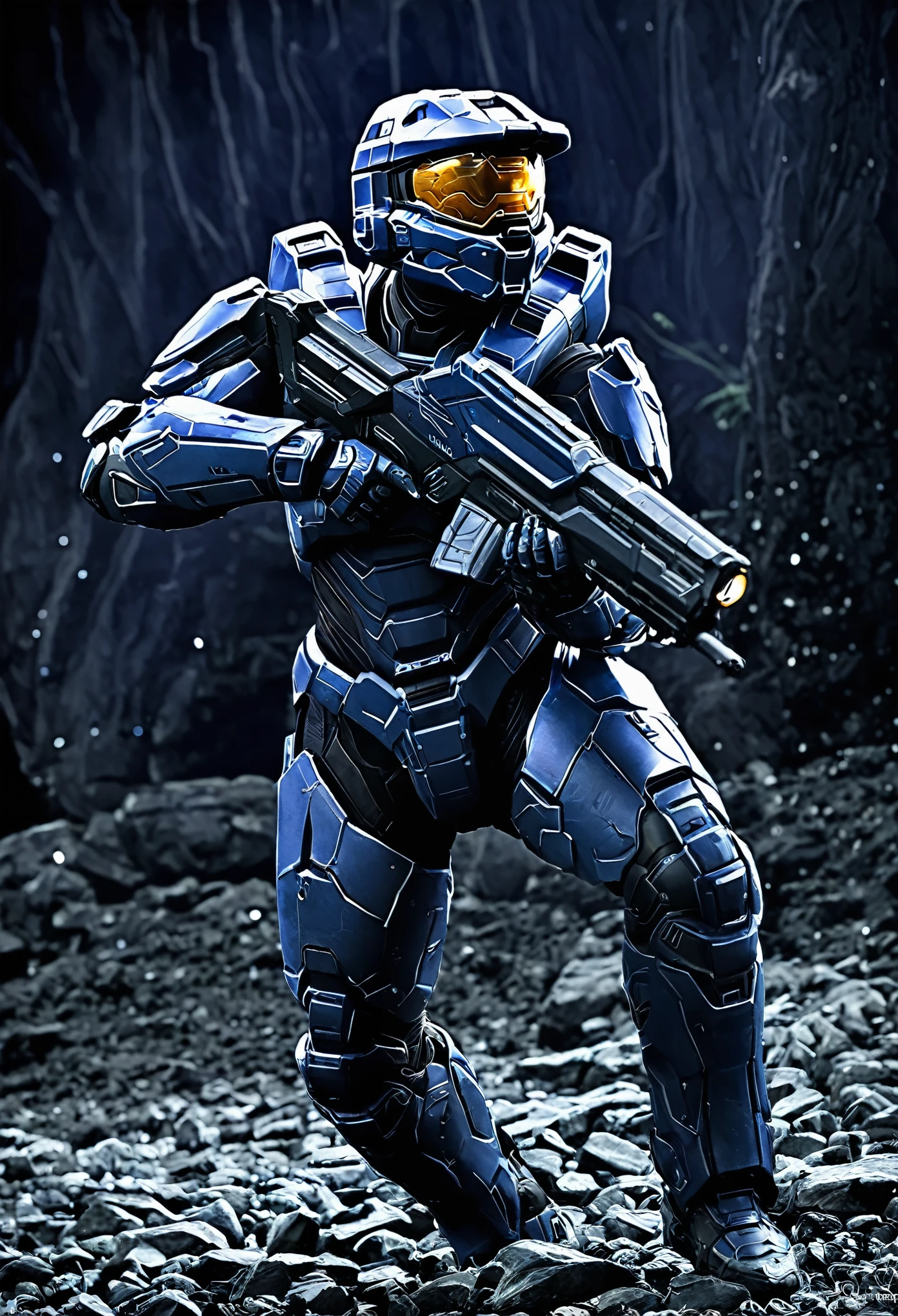 Un espartan de halo batallando con una