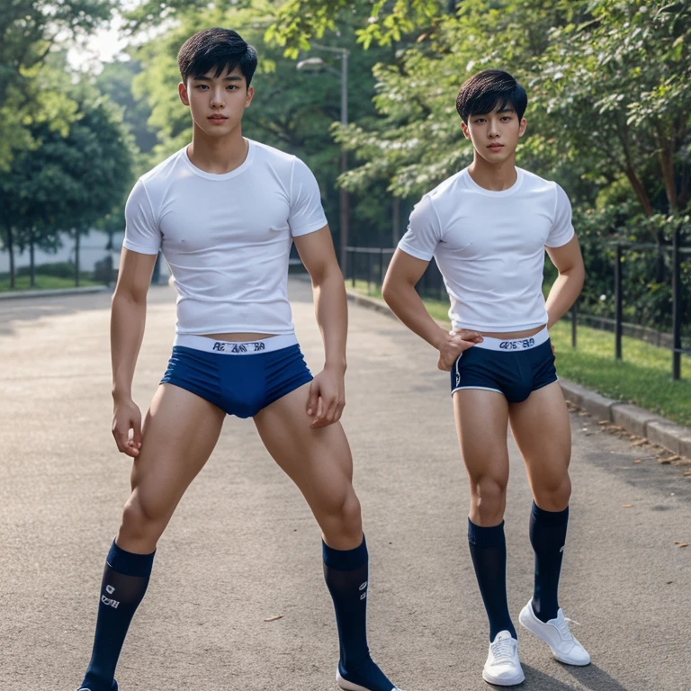  teenagers ,  young , light-skin , wearing an dark blue sexy underwear, tmasterpiece，k hd，the feet，black long socks，The barefoot , blue colour , handsome and cute , extreme cute boy , white skin , dark blue underwear boxers shorts , extremely tall and cute boy ,oppa model , handsome model , full body , dark blue boxers underwears short shorts , black socks , white light-skin , Chinese model , young boy , white skin , handsome and extremely cute , blue boxers underwear shorts , long black socks , handsome model , at the park , outdoor , model oppa , long legs , jogging , people around , high knee black socks ,black  long socks , stand up , extremely tall , extremely high , blue underwears , blue sports underwear , long black socks , clean and white legs , Chinese model , extremely long legs , clean and white thigh , heavy bulge , kid face , baby face , wearing t-shirt  , blue underwears boxers , light and white skin , Chinese model , strike a pose , sexy pose , horny boy , high knee black socks , long black socks , youth , detailed handsome chinese face , clean and white body , standing up , chinese cute face