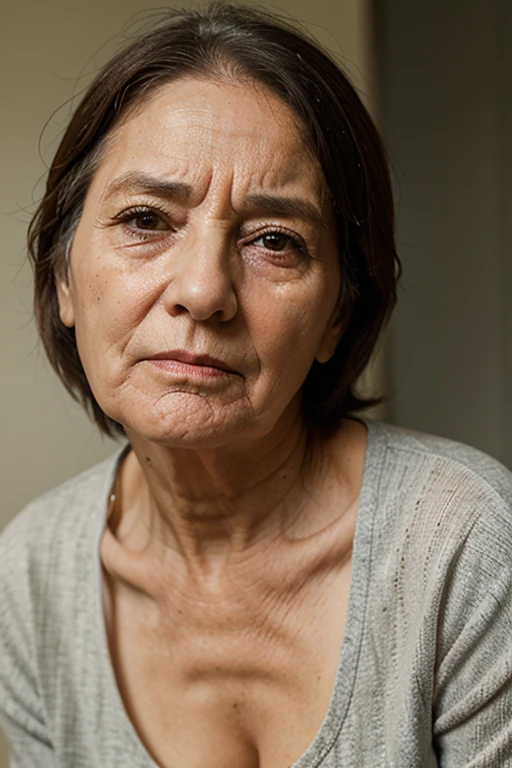 70 year old woman with a sad face