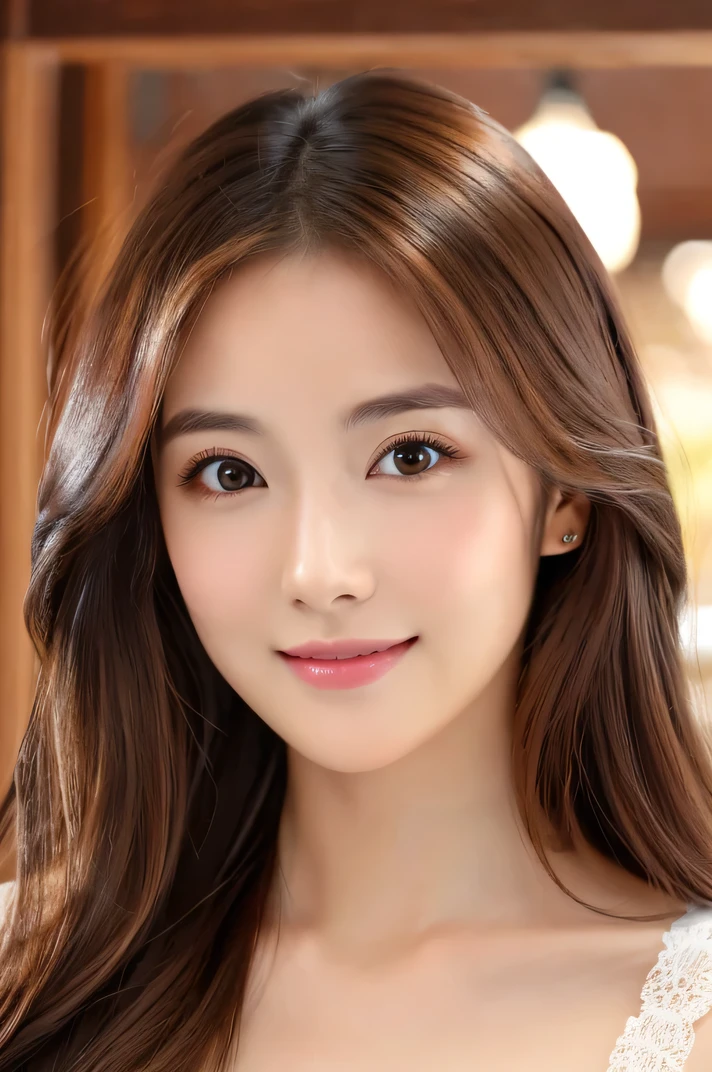 (((8k,Attention to detail,Attention to detail、highest quality,masterpiece,Attention to detail,))),RAW Photos & Realistic atmosphere,Beautiful dark eyes,Mouth Details,Glossy Lips,Thin eyebrows,beautiful Eyes、Soft white skin that shines in every detail、Her deep black eyes are very beautiful, Very beautiful face,Very beautiful face、Lively Faces,beautiful, Glowing Lips,beautiful Eyebrows,Infinite Reality, Realistic Young Gravure Idol,Very cute woman , Young Gravure Idol, Young Gravure Idol, とても美しくてかわいいbeautiful 21 year old beauty,Incredibly beautiful and elegant,beautiful 21 year old beauty,Natural soft light,A little brown hair,(Shiny Hair,,beautiful and kind eyes:1.5),A kind smile,Shapely breasts,Medium Long Hair,beautiful posture,No makeup,Watching the Future,((whole body,))