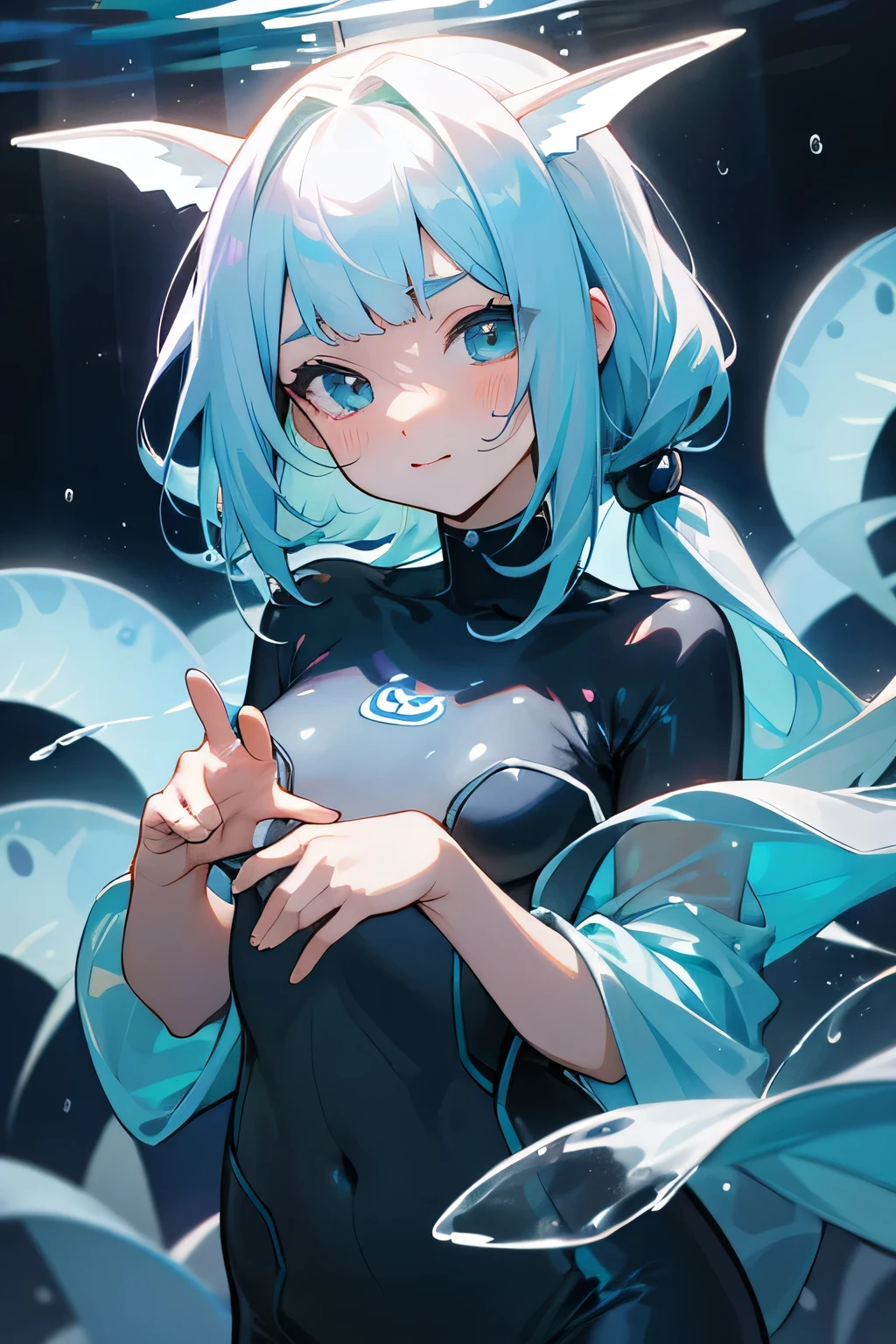 highest quality、High resolution、Detailed Background、(Beautiful face in every detail:1.4)、Anatomically correct、(Draw the usual number of fingers:1.2)、(Detailed facial expressions)、(Detailed eyes:1.2)、(Detailed eyes:1.2)、Beautiful, smooth skin、Teenage beauty、(Highly detailed face:1.4)、Cute color hair color、ponytail、Bobcut、Braided long hair、Wavy Hairstyle、well-groomed eyebrows、Aquarium、Full Coverage Swimsuits、Wetsuits、Vulcanisuit、A big smile、Cowboy Shot、
Aquariums often have penguin exhibits.、
The penguins' swimming and diving movements underwater are particularly adorable.、
Watching the penguins play in the water is so cute and heartwarming.、
The aquarium may have a touch pool.、
There you can touch creatures such as sea stars and rays.、
Many aquariums regularly hold dolphin shows, which are fun events for both adults and children.、
Dolphins' advanced tricks and jumps、I am fascinated by their cuteness as they watch the underwater dance.、
In the jellyfish exhibit, the colorful jellyfish swimming gracefully can be seen as both fantastical and adorable.、The jellyfish, especially when illuminated in a dark space, are beautiful and adorable.