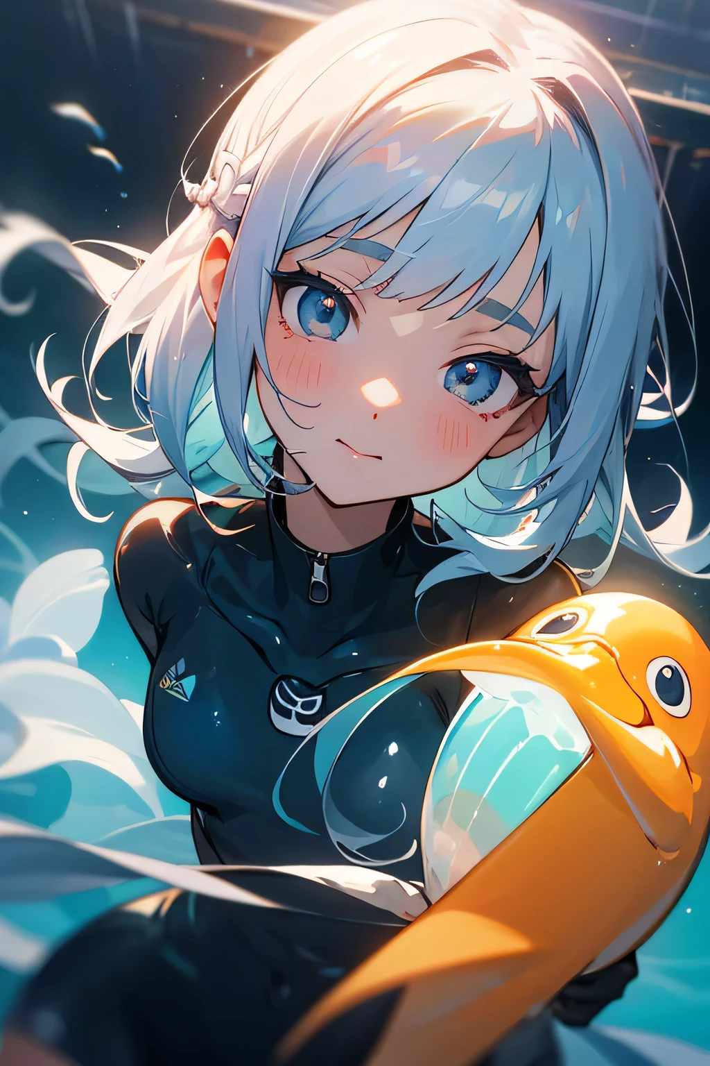 highest quality、High resolution、Detailed Background、(Beautiful face in every detail:1.4)、Anatomically correct、(Draw the usual number of fingers:1.2)、(Detailed facial expressions)、(Detailed eyes:1.2)、(Detailed eyes:1.2)、Beautiful, smooth skin、age beauty、(Highly detailed face:1.4)、Cute color hair color、ponytail、Bobcut、Braided long hair、Wavy Hairstyle、well-groomed eyebrows、Aquarium、Full Coverage Swimsuits、Wetsuits、Vulcanisuit、Cowboy Shot、
Aquariums often have penguin exhibits.、
The penguins' swimming and diving movements underwater are particularly adorable.、
Watching the penguins play in the water is so cute and heartwarming.、
The aquarium may have a touch pool.、
There you can touch creatures such as sea stars and rays.、
Many aquariums regularly hold dolphin shows, which are fun events for both adults and chil、
Dolphins' advanced tricks and jumps、I am fascinated by their cuteness as they watch the underwater dance.、
In the jellyfish exhibit, the colorful jellyfish swimming gracefully can be seen as both fantastical and adorable.、The jellyfish, especially when illuminated in a dark space, are beautiful and adorable.