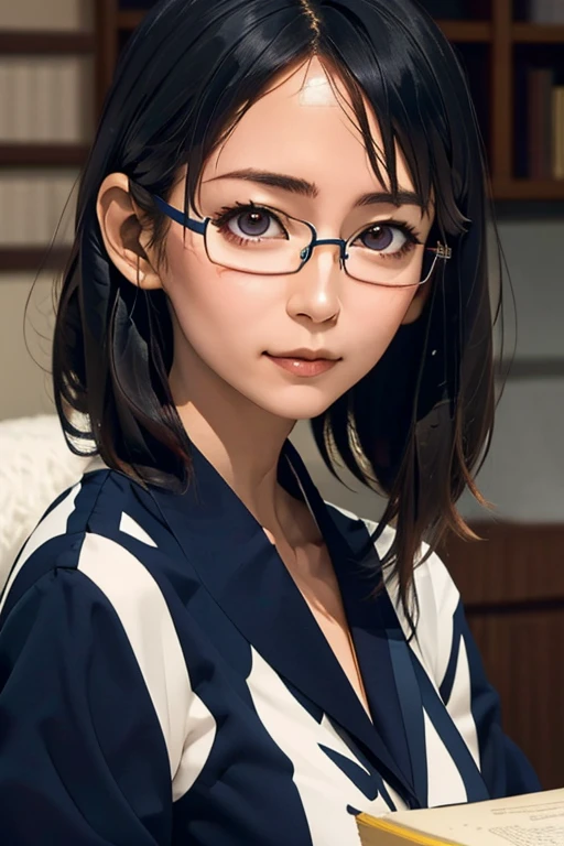 (masterpiece, highest quality), One Girl,  Satou, Satou, Glasses, 赤いフレームのGlasses, Navy blue sailor suit, Satou, Glasses, 赤いフレームのGlasses, 