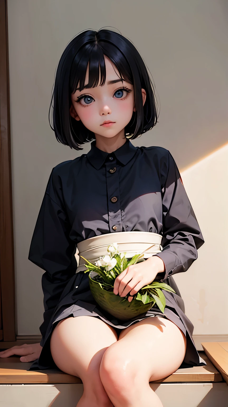 short hairと白のシャツ, short hair, 前髪のあるshort hair, Woman with pretty face, Cute little face in a portrait, French Bob, White skin!!, 短い茶色の髪とBig eyes, Soft Portrait Shot 8k, Beautiful light、Big eyes, Beautiful girl, Young girl with bob cut, Best image quality, Tabletop, Leonardo da Vinci's Notebooks Da Vinci, Leonardo da Vinci's manuscript in the background,