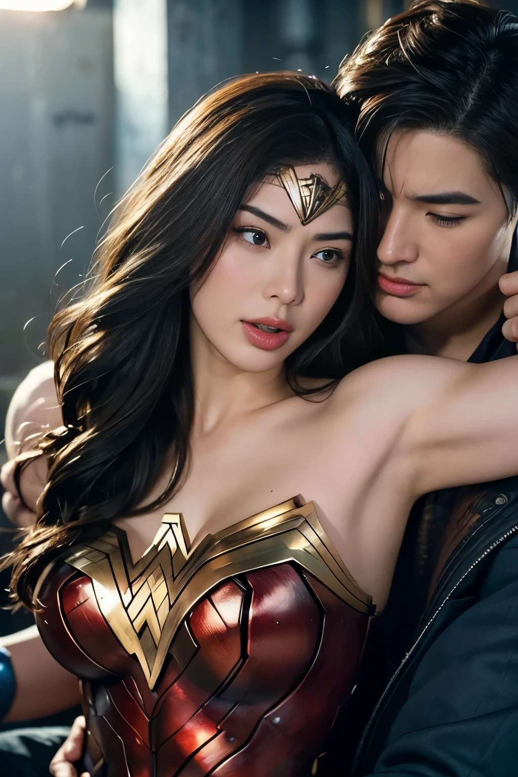 From the front,私はWonder Womanです、完璧なWonder Womanの衣装,From the frontハグ,お姫様Hugged,Hugged,Being strangled,You can hold it,Leaning on the man,Hugged,Can be lifted,Men lick my face with their tongues,The guys lick my head with their tongues,Men lick my hair with their tongues,My body is licked by men,sleeping face,Close ~ eyes,Open your mouth,Tired face,Face of Suffering,sleeping face,Being slapped in the face,Getting punched in the face,Fighting with men,Fight with the men,Surrounded by men,,Caught between the men,Being held back by men,Entanglement with males, Attacked by men,Brown Hair, masterpiece、beautiful girl、fine 目、puffy eyes、highest quality, 超High resolution, (reality: 1.4), Cinema Lighting,so beautiful、Beautiful Skin、(超reality的な)、(High resolution)、(8k)、(Very detailed)、(beautiful and fine 目)、(Very detailed)、 Detailed face、Diagonal bangle hair、Brown Hair、20-year-old、Wonder Womanのコスプレ,Wonder Woman