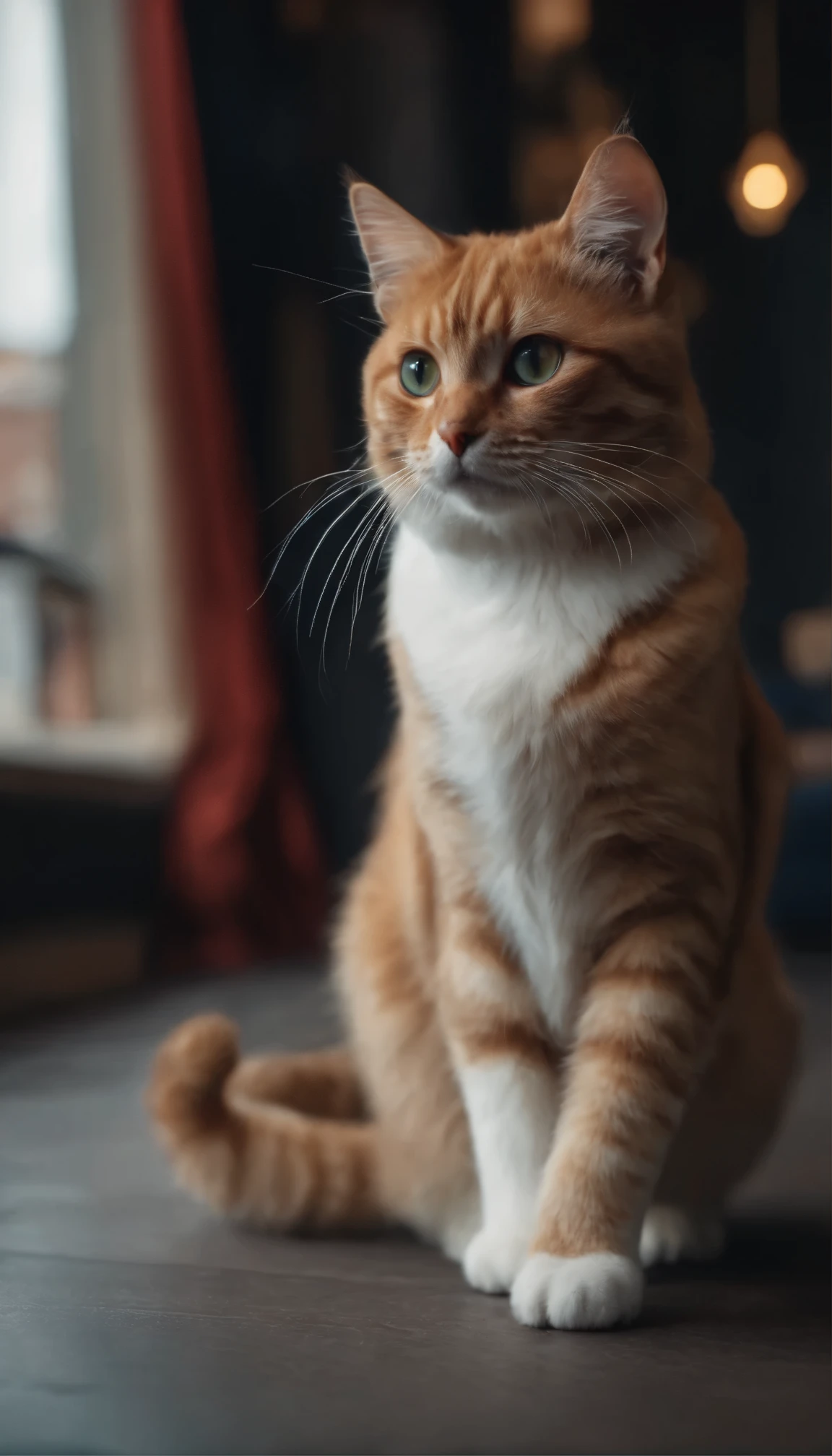 Cute cat,interesting, city、Dancing、Ultra-realisticな8K、50mm Portrait、Ultra-realistic
