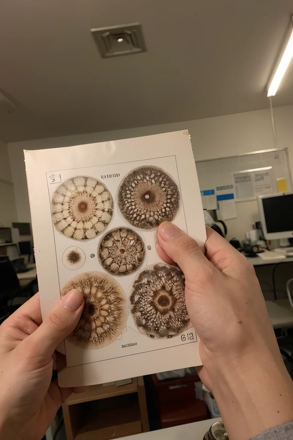 photograph of a histological section with a pathologist