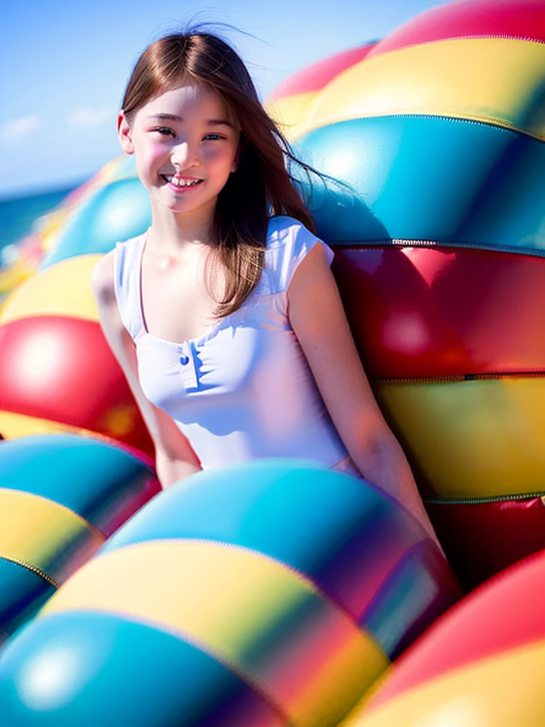 Portrait of cute beautiful perfect face , Russian, Swimsuit、Flat chest, nsfw, Okinawa Travel、