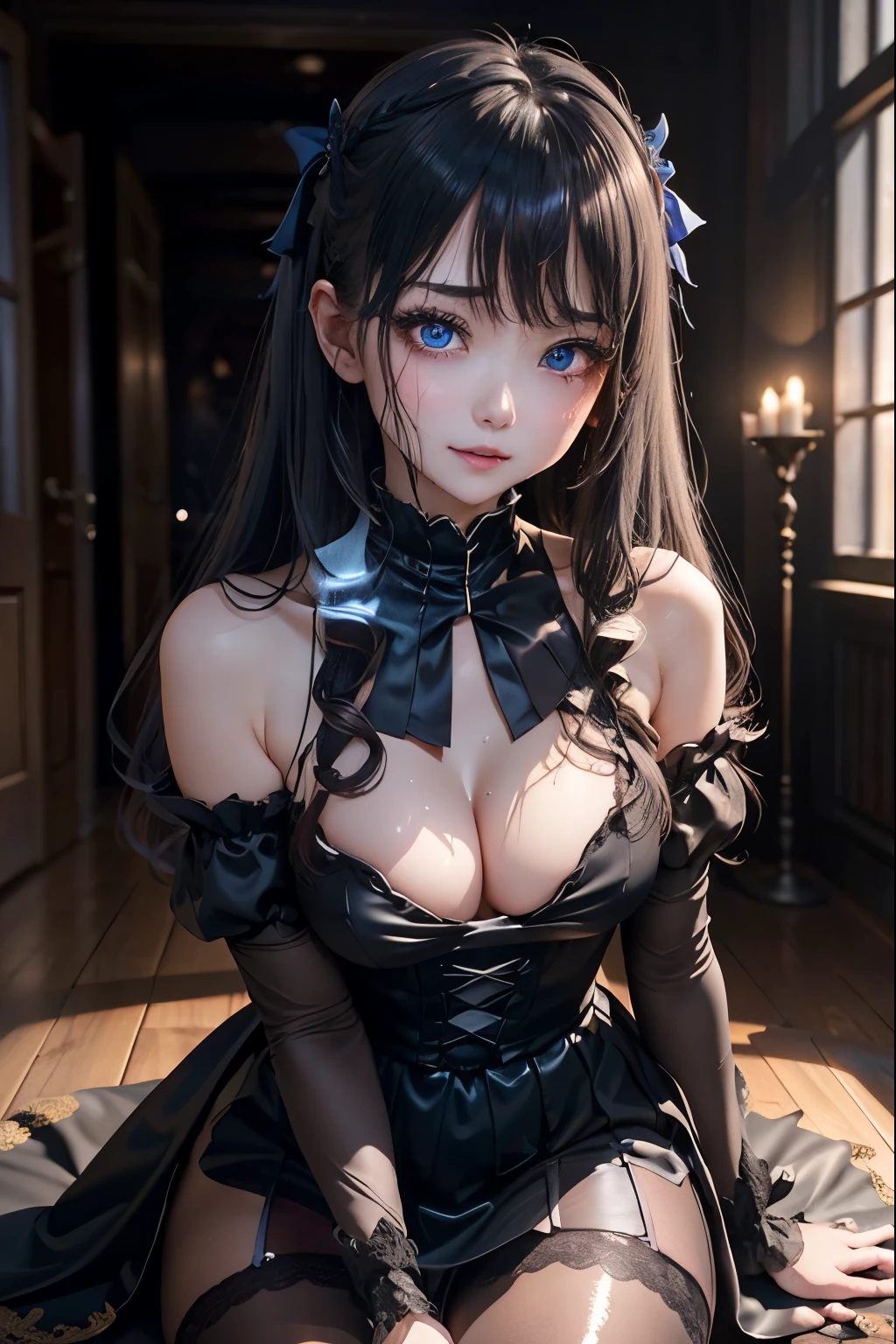 ハードDark Gothicメイク、Deep Night Sky、Horror、Black dark eyeshadow、cry、sad、Good skin radiance、Dark Gothicメイク、Dark smile、palace、The beauty of fragrance、24-years-old、Expressions of intense sexual pleasure、Embarrassed look、Dark Gothic、Obscene language、highest quality、Expression of sexual pleasure amid suffering、Drunk face、紫のMaid clothes、Mysterious、Noble、The face of someone who is holding in the toilet、sexy、Loving smile、Twin tail hair、Right blue eye, Left eye is red、Super seductive pose、Platform Heel Shoes、Heavy makeup、Gothic Lolita Clothing、A little slimmer、Silver Hair、Long Hair Straight Hair、Cute Gothic Lolita Dress、Beautiful Face、elegant features、Fascinating face、Stained glassが背景、Chest glistening with sweat、The room is dark、goth long dress、Bell Sleeves、Wizard Sleeve、Decadent look、Sexually excited expression、Glossy thighs wet with water、Thighs that are wet and shiny with oil、Background of a room full of roses、sad表情、Rose Maiden、The embroidery is pink、The dress has pink embroidery、Thigh-high socks、Knee-high socks、Gentle expression、Dark black eyeshadow、despicable act、Stained glassと薔薇背景、thighs are a little thin、Female Duo、Female couple、A blue lightning bolt glows in her right hand.、Blue electromagnetic waves shine in my hands.、dark church background、Stained glass、Black metal world、Dark Castle、Dark Room、Slender body、upright、walk、Are standing、gothic long dresaid clothes、Victorian dresses、Her thighs glisten with sweat、My body is wet and shiny、Lots of glitter on the thighs、sweating、My thighs are sticky from sweating、Sweat glistens on the thighs, The whole body is sweaty and shiny、Quite sweaty、My thighs are sweaty、My thighs are so wet、My thighs are shining with sweat、A lot of sweat glistens all over the body、The thighs are the best、electric guitar、play the guitar、have a guitar、gothic stage、Live Play guitar、