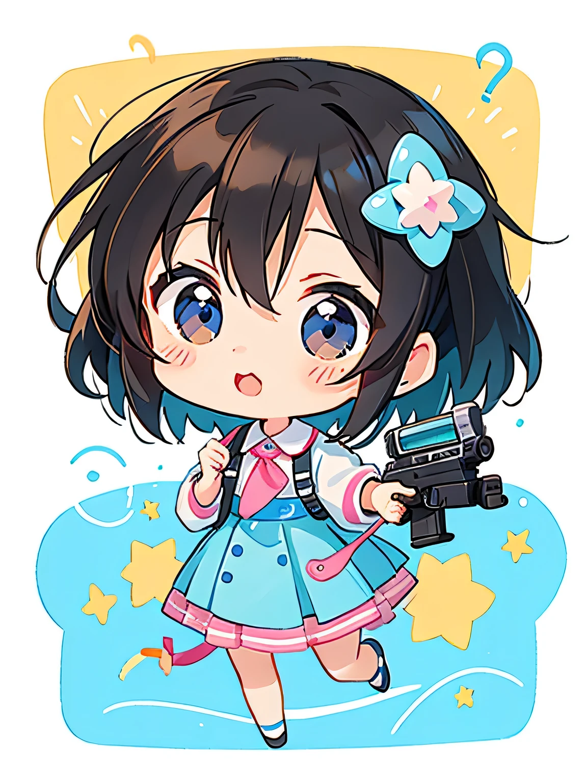 Ai Yazawa style, Kawaii Design, Chibi、Cute Alien, shooting star