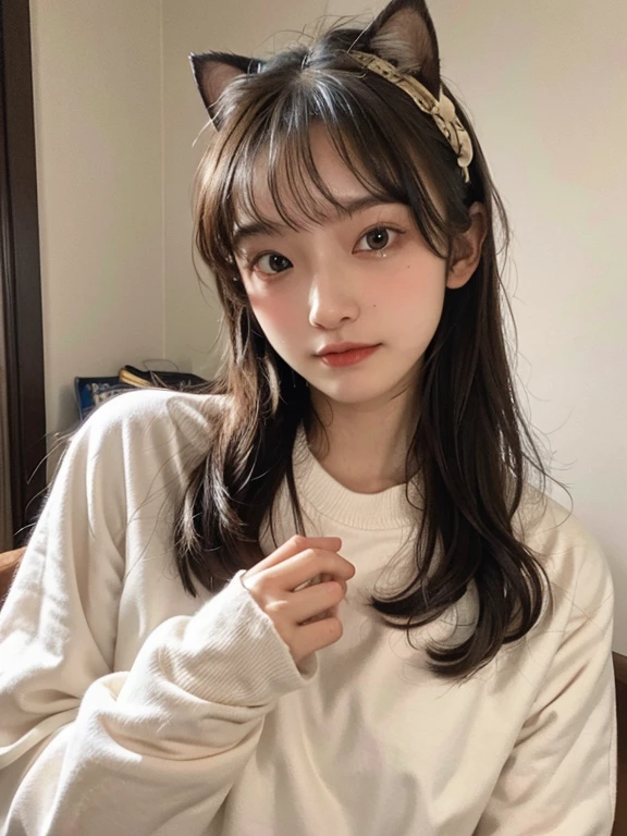 ((highest quality, 8k, masterpiece :1.3)), 1 girl, (Semi-long hair :1.2),Stretching in bed、Photographed in natural light、pajamas :1.1, Back view、Super detailed face、Japanese women, 28 years old, A variety of expressions, alone:1, Various Hair Styles, pajamas, Only one person in the photo、Shooting in a dimly lit room、Back view、profile、Dark brown hair color