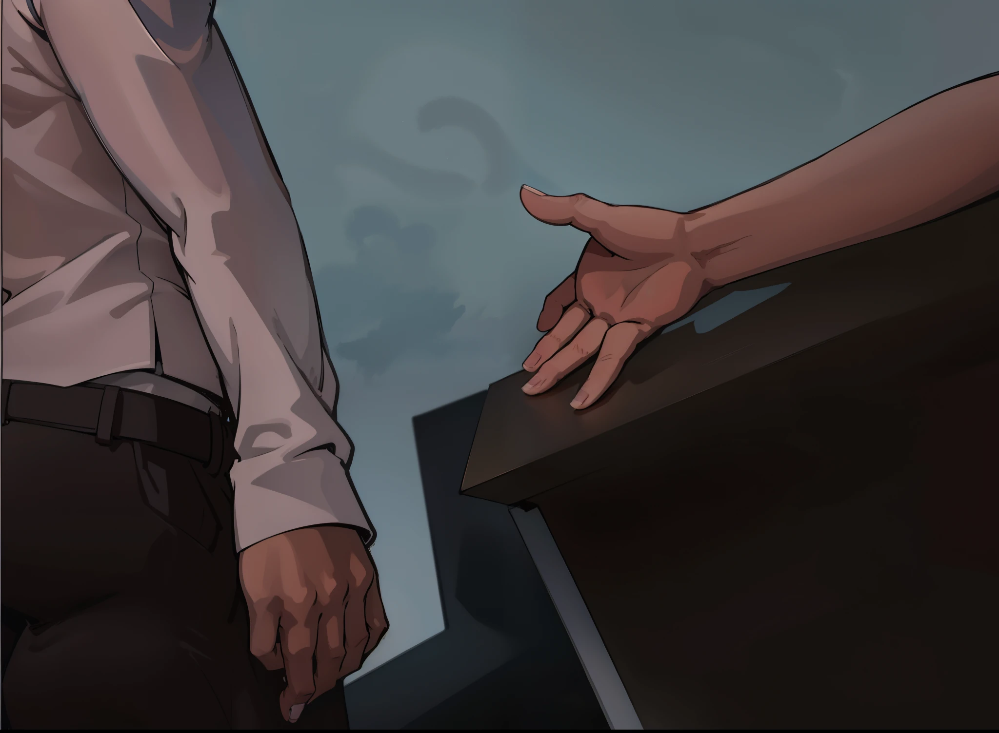 estilo anime 2d comic una mano trata de alcanzar el brazo