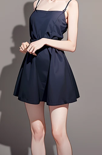 (masterpiece), (8k, best quality, high resolution), (ultra-detailed, realistic), (anatomically correct),
((full body image)), (Standing), (No background),
(1woman), (looking at viewer),
(A Japanese woman, 30 years old and 155cm tall.),
(black hair), (straight hair), (short hair style), (bob cut), (hair behind ears),
(wear glasses), ((black cell frame glasses)),
((Wear a navy blue spaghetti strap dress)), (Mini length dress with simple design),
(Create a detailed image of the eye),
(Her impression is pure, clean and kind.),