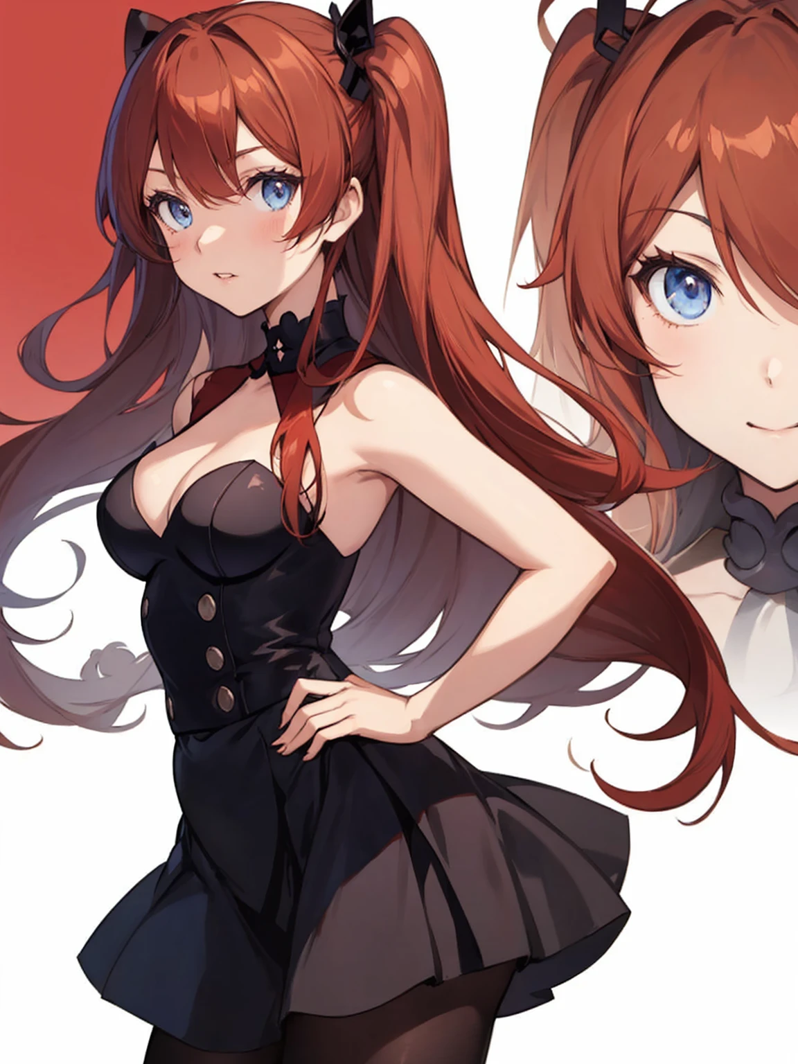 asuka, goth, anime girl with long red hair and a black dress, blue eyes, ayaka genshin impact, cushart krenz key art feminine, rias gremory, marin kitagawa fanart, from the azur lane videogame, ayaka game genshin impact, portrait of lolita, portrait of a female anime hero, official character art, female anime character, marisa kirisame, fascist, german goth,
