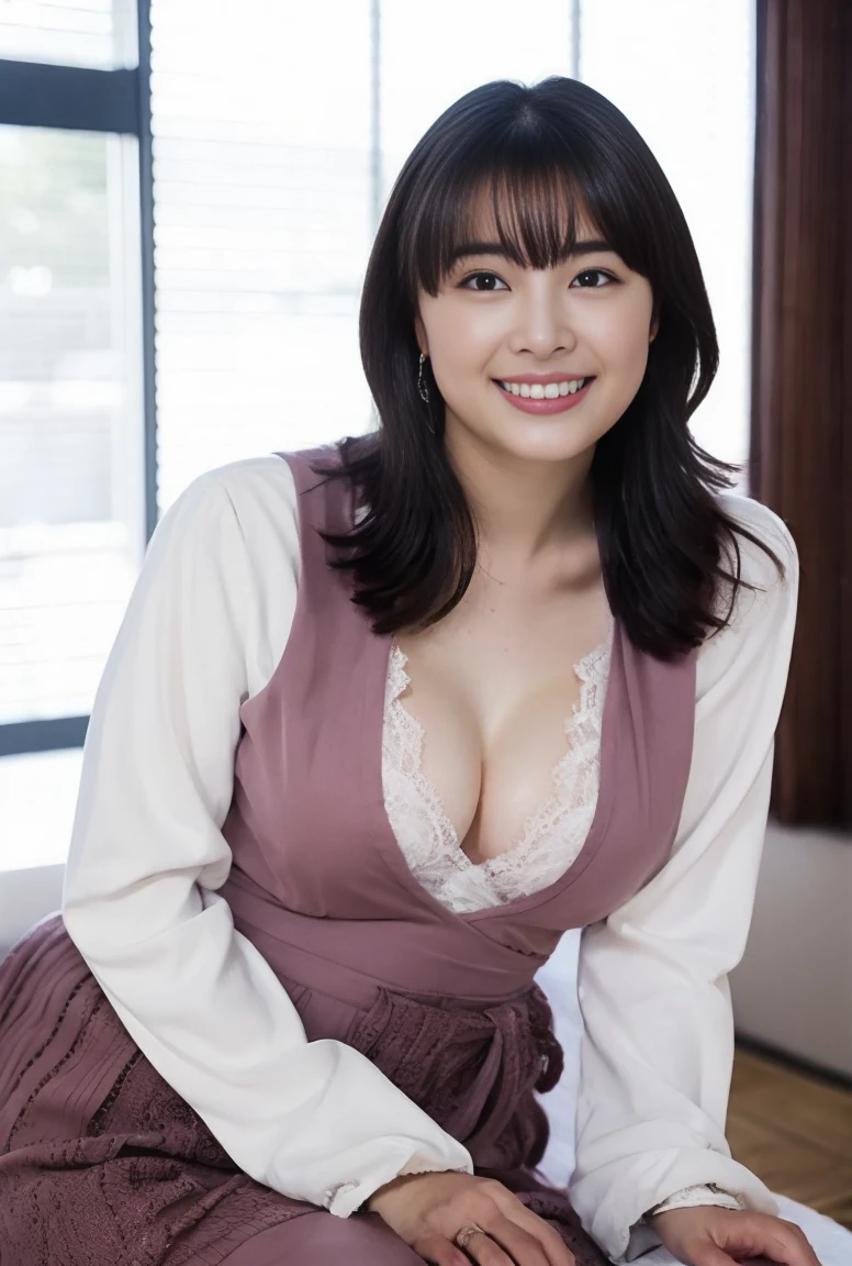 （super highest quality、In 8K、Masseter region、Delicate illustrations、Full Body Bikini:1.1、Big Breasts:1.4）,Wearing a lacy mauve and white Iron Man suit、A beautiful and attractive 25-year-old Japanese woman、Plump body、Black curly hair、smile、Chubby cute woman、plump belly、In the mountain stream、Put your hands on your head、