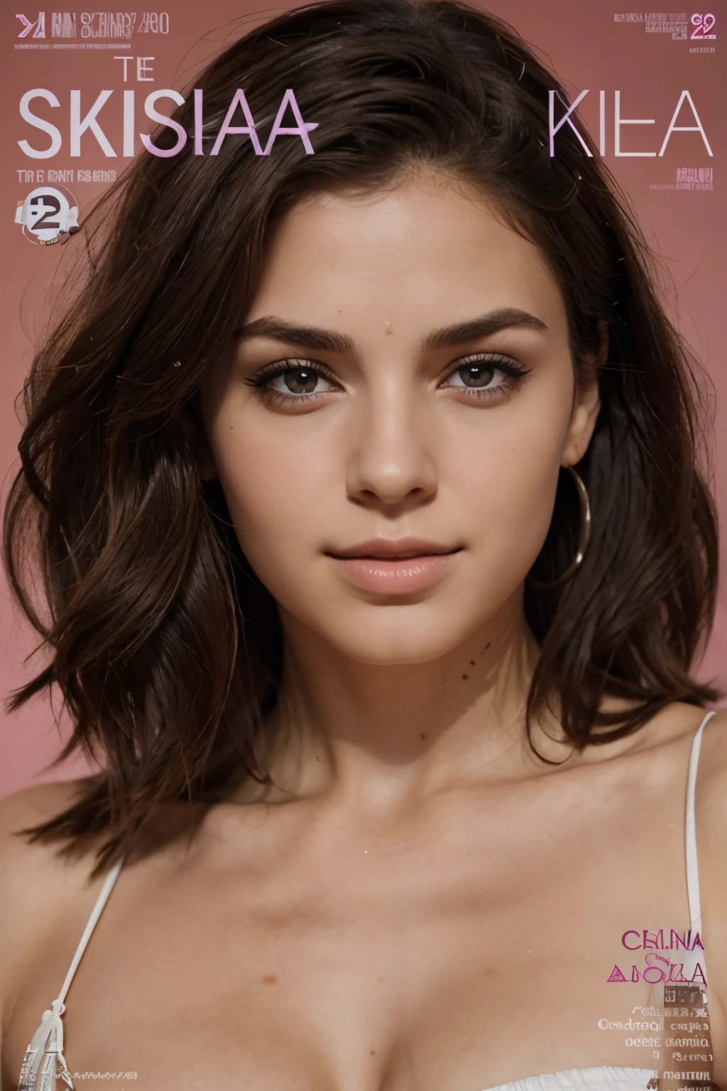 Una portada para una revista de una mujer de cabello rizado ofreciendo el producto de la crema skala y que tenga los beneficios de esa crema