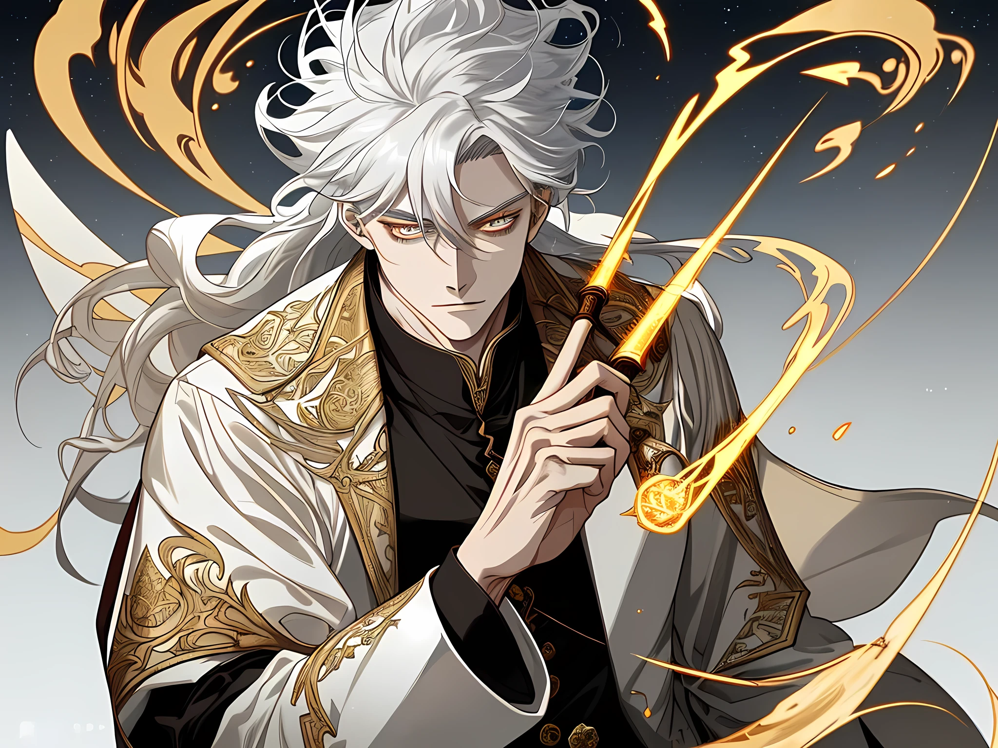 Strong handsome Asian man, muscular male fighter, Gojo Satoru looks, Satoru Gojo, Gojo, ((wearing white tuxedo with dragon drawing on its backside)), ((dragon tattooed, dragon tattoo on body and arms, white haired handsome man:1.2)), Dramatic lighting, Chiaroscuro, Rough, Cinematic, (Super detailed), vibrant colors, Dramatic Shadows, Powerful, strong, Intimidating, Aggressive,. Intimidating, Authoritative, ((Intense combat action:1.2, Fighting Pose)), fantasy setting, battle Background, fist combat, ((lightning magic, lightning on his hands)), (Highest quality:1.2, Very detailed, up to date, Vibrant, Ultra-high resolution, masterpiece:1.2, Best aesthetics), Gojo white haired strong man with lightning on his hands, 1 man posing